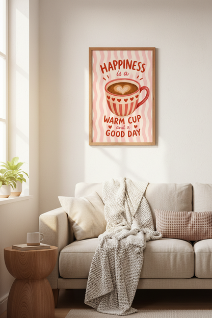 Pink Kitchen Wall Art | Coffee Lover Poster, Aesthetic Cafe Decor