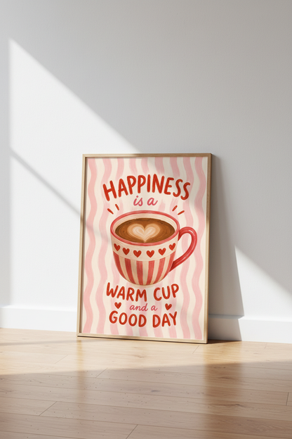 Pink Kitchen Wall Art | Coffee Lover Poster, Aesthetic Cafe Decor