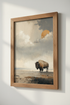 Bison Buffalo Wall Art | Abstract Neutral Painting, Modern Farmhouse Decor