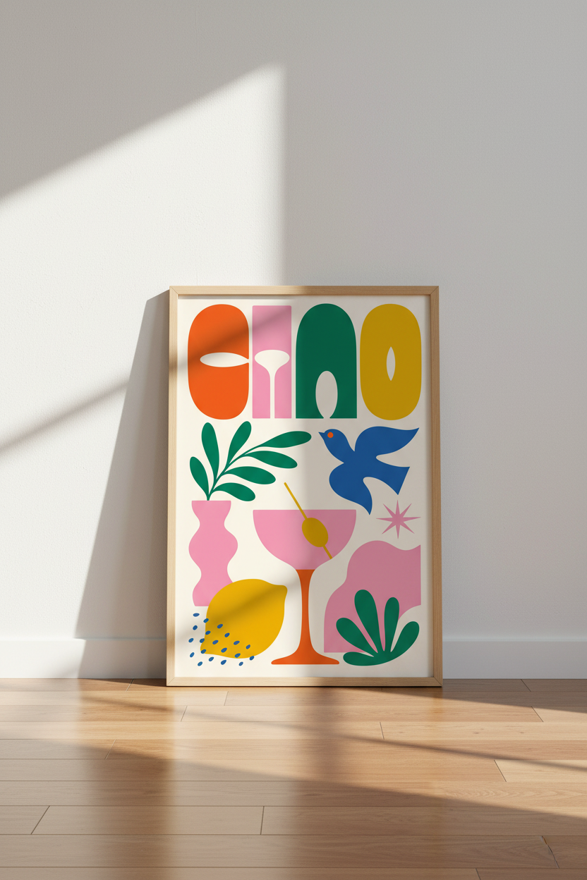 Ciao Italian Retro Art Print | Kitchen &amp; Bar Decor | Colorful Maximalist Poster