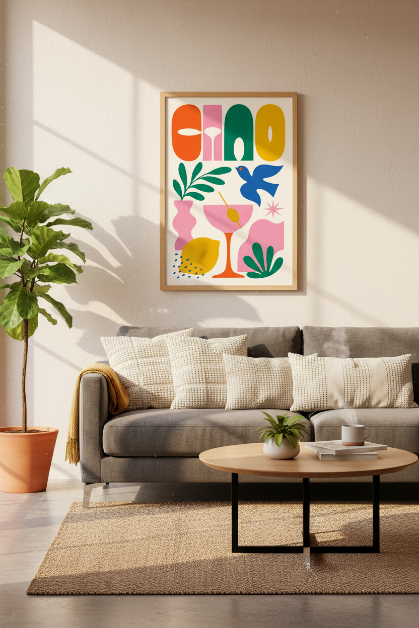 Ciao Italian Retro Art Print | Kitchen &amp; Bar Decor | Colorful Maximalist Poster