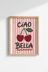 Cherry Wall Art | Playful Retro Pink Stripes Living Room Decor