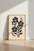 Minimalist Floral Wall Art | Black Botanical Print, Neutral Modern Home Decor