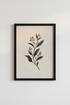 Botanical Ink Sketch | Black & Beige Floral Print, Minimalist Bedroom Art