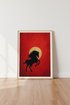 Black Horse Silhouette Wall Art Print | Modern Red & Gold Decor | Minimalist Poster