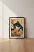 Japanese Cat Sushi Wall Art | Ukiyo-e Style Tuxedo Cat Poster | Kitchen Decor