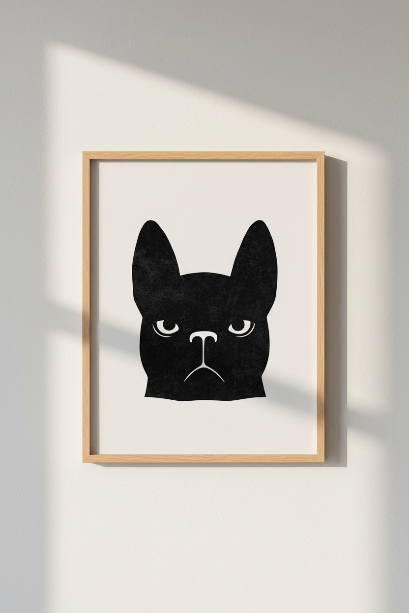 Grumpy Black Cat Art Print | Minimalist Animal Decor | Modern Feline Poster
