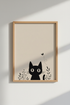 Minimalist Cat Wall Art Print | Modern Boho Black Cat Poster, Neutral Nursery Decor