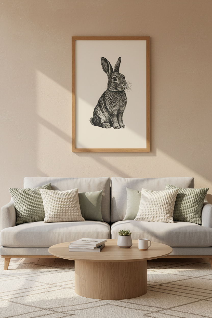Vintage Bunny Rabbit Wall Art Print | Nursery Decor | Rustic Sketch Poster