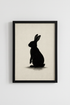 Rabbit Silhouette Wall Art Print | Minimalist Ink Bunny Decor | Neutral Nursery Poster