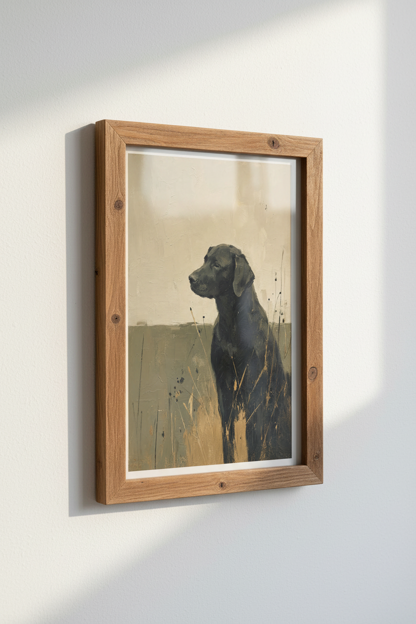 Black Labrador Art | Palette Knife Painting, Neutral Farmhouse Decor