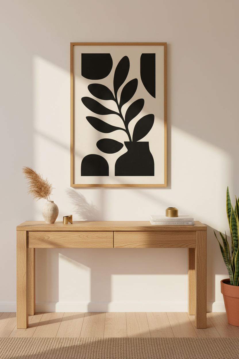 Abstract Plant Motif Wall Art Print | Living Room Decor | Minimalist Poster