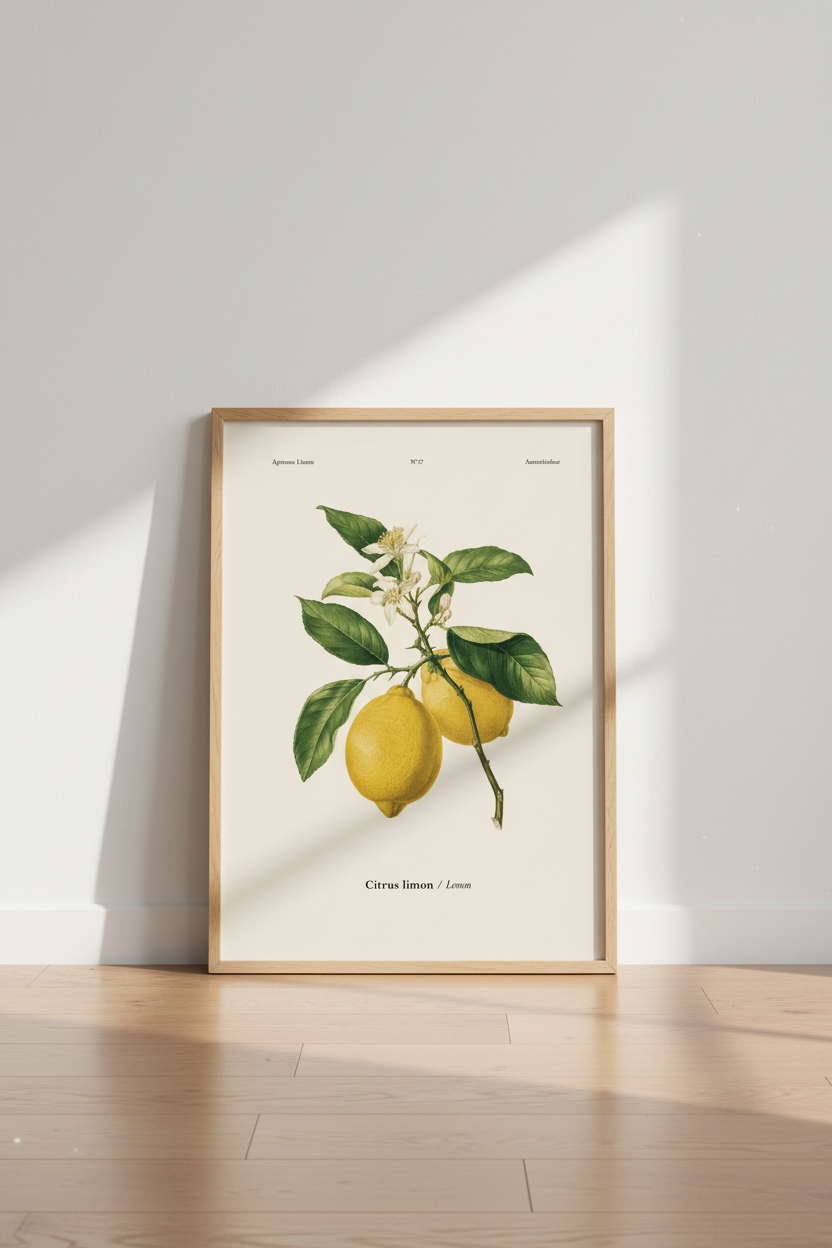 Lemon wall art | Vintage botanical illustration, Living Room Decor