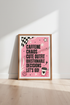 Caffeine Chaos Wall Art Print | Pink Retro Dorm Decor | Funny Y2K Aesthetic Poster