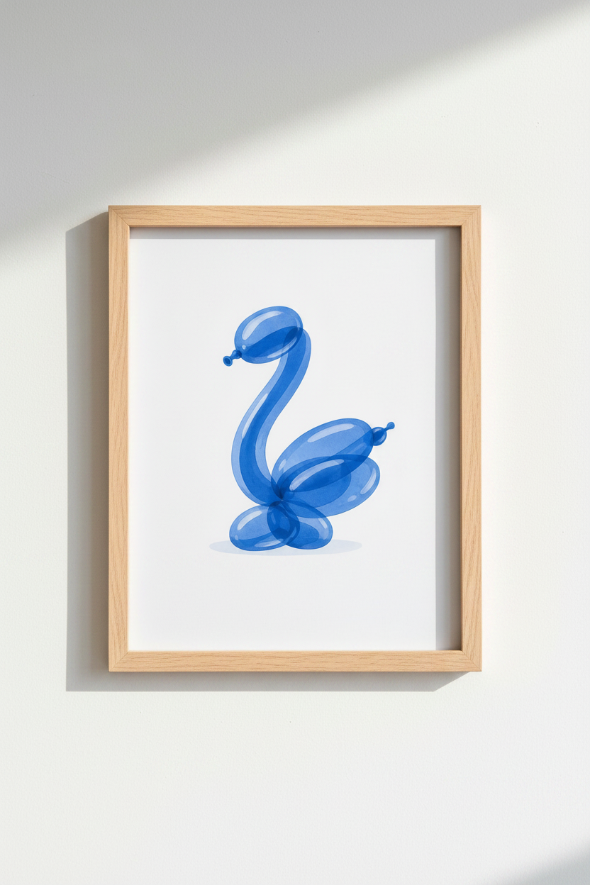 Balloon Animal Print | Watercolor Blue, Playful Living Room Decor