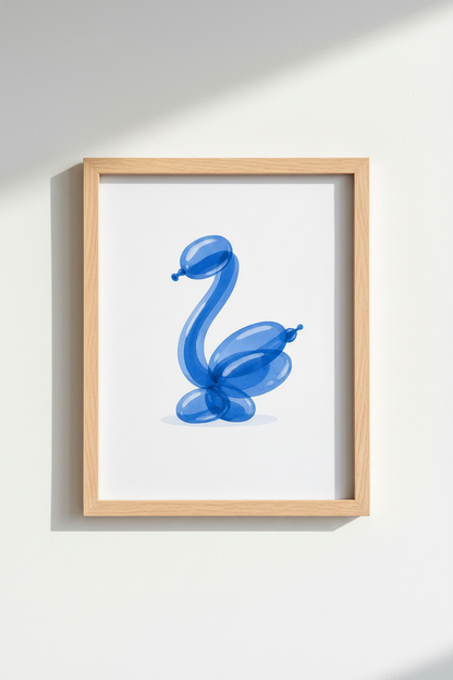Balloon Animal Print | Watercolor Blue, Playful Living Room Decor