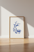 Blue Olive Branch Wall Art Print | Mediterranean Kitchen Decor | Minimalist Poster