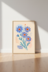 Abstract Blue Daisy Floral Wall Art | Modern Botanical Print | Boho Flower Poster