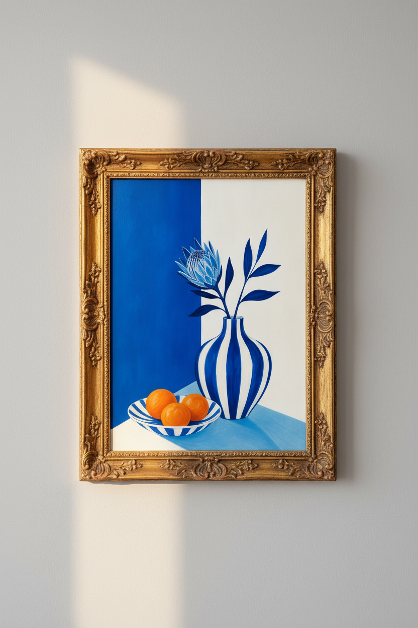Modern Blue Vase Wall Art Print | Living Room Decor | Minimalist Poster