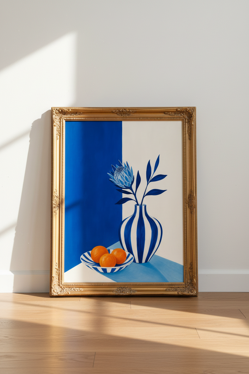 Modern Blue Vase Wall Art Print | Living Room Decor | Minimalist Poster