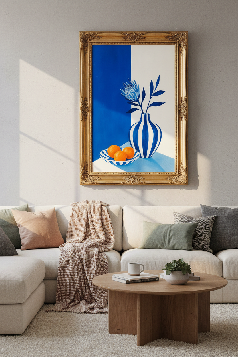 Modern Blue Vase Wall Art Print | Living Room Decor | Minimalist Poster