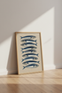 Sardine Oil Painting Wall Art | Blue Coastal Kitchen Decor | Mediterranean Fish Poster