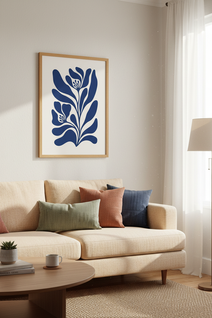Bold Botanical Poster Wall Art Print | Living Room Decor | Monochrome Poster