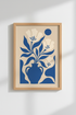 Blue Floral Wall Art Print | Abstract Vase Decor | Modern Poster