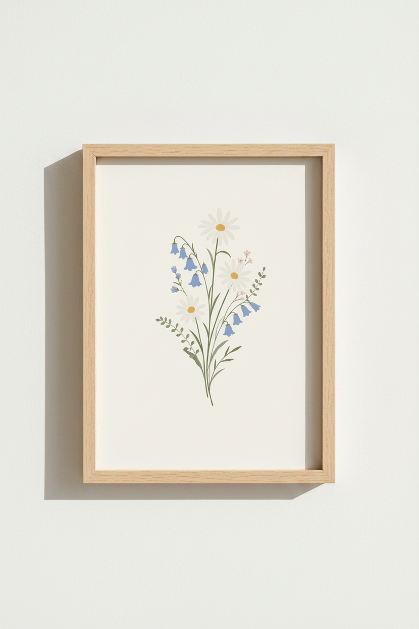 Wildflower Bouquet | Pastel Botanical Print, Coastal Cottage &amp; Nursery Wall Decor