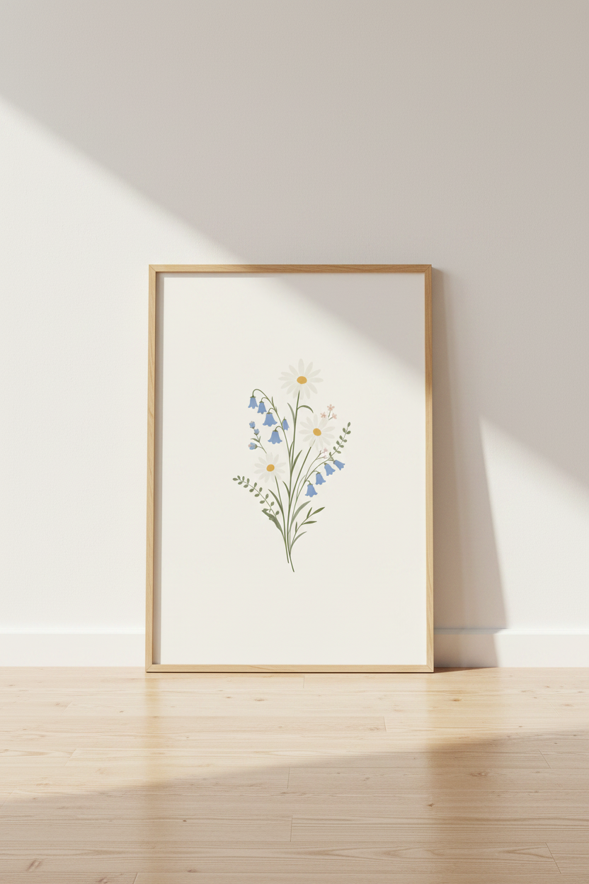 Wildflower Bouquet | Pastel Botanical Print, Coastal Cottage &amp; Nursery Wall Decor