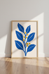 Abstract Blue Botanical Wall Art | Modern Floral Print, Living Room Decor