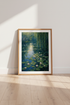 Water Lilies & Willow Wall Art | Impressionist Pond Decor, Teal Green Nature Poster