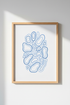 Blue Abstract Line Art Print | Modern Minimalist Organic Shape Poster | Bedroom Decor