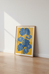 Blue Monstera Leaves Art | Yellow Botanical Poster | Modern Living Room Decor