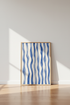 Abstract Blue Waves Wall Art | Indigo Watercolor Stripes, Coastal Bedroom Decor