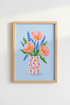 Pastel Floral Art Print | Pink Poppy Flower Poster, Whimsical Bedroom Decor