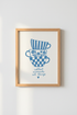 Blue Kitchen Wall Art Print | Teacup Decor | Danish Pastel Poster