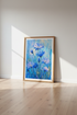 Blue Floral Abstract Wall Art | Modern Botanical Daisy Print, Living Room Decor