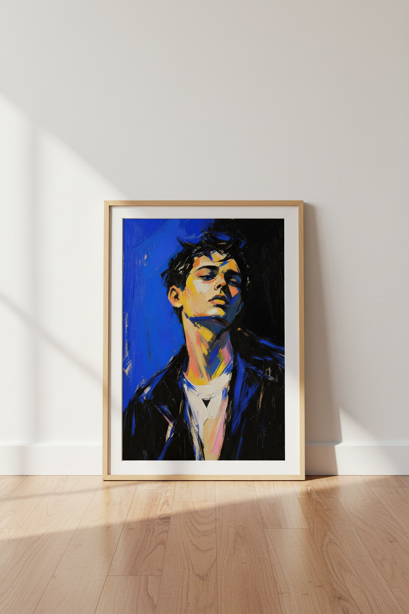 Abstract Portrait | Expressionist Style, Bold Blues | Living Room Decor