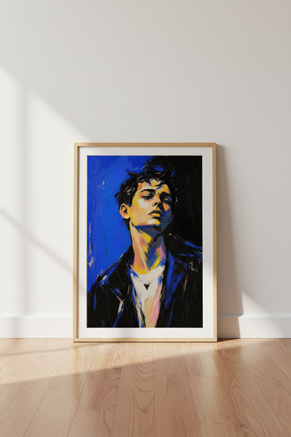 Abstract Portrait | Expressionist Style, Bold Blues | Living Room Decor