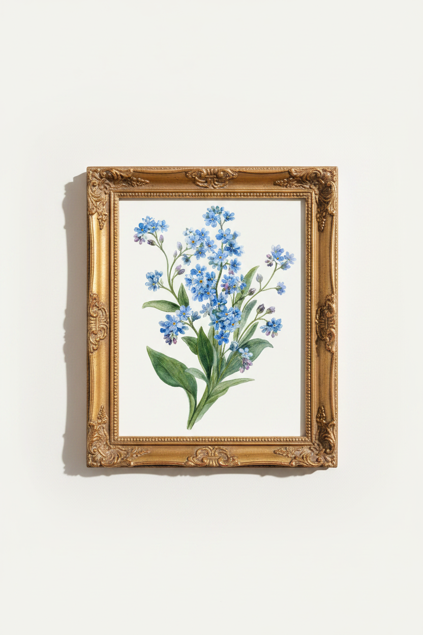 Blue Floral Wall Art | Watercolor Botanical Decor | Living Room Poster