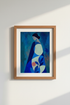 Blue Abstract Art | Geometric Indigo Tones, Living Room Decor