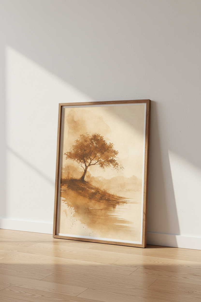 Boho Feather Watercolor Art | Earthy Neutral Tones, Minimalist Bedroom Wall Art