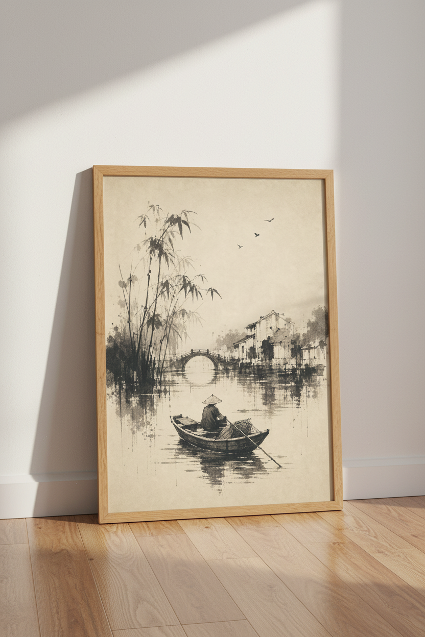 Boho Feather Watercolor Art | Earthy Neutral Tones, Minimalist Bedroom Wall Art
