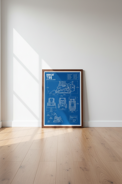 Bobcat T86 Blueprint Wall Art | Office Garage Decor | Industrial Skid Steer Poster