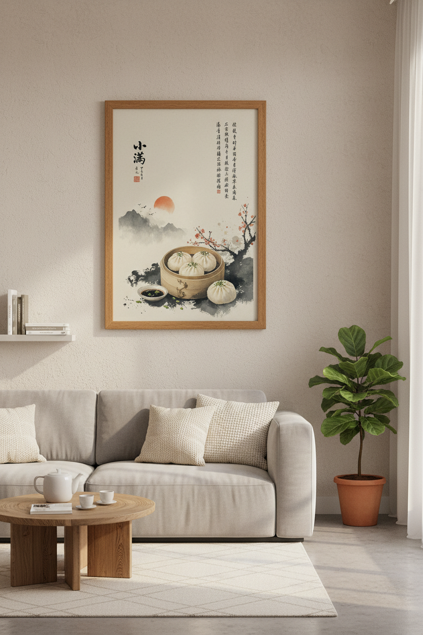 Chinese Bao Buns Art Print | Kitchen Dining Decor | Asian Foodie Poster