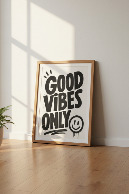 Good Vibes Only Graffiti Wall Art Print | Office Decor | Modern Urban Poster