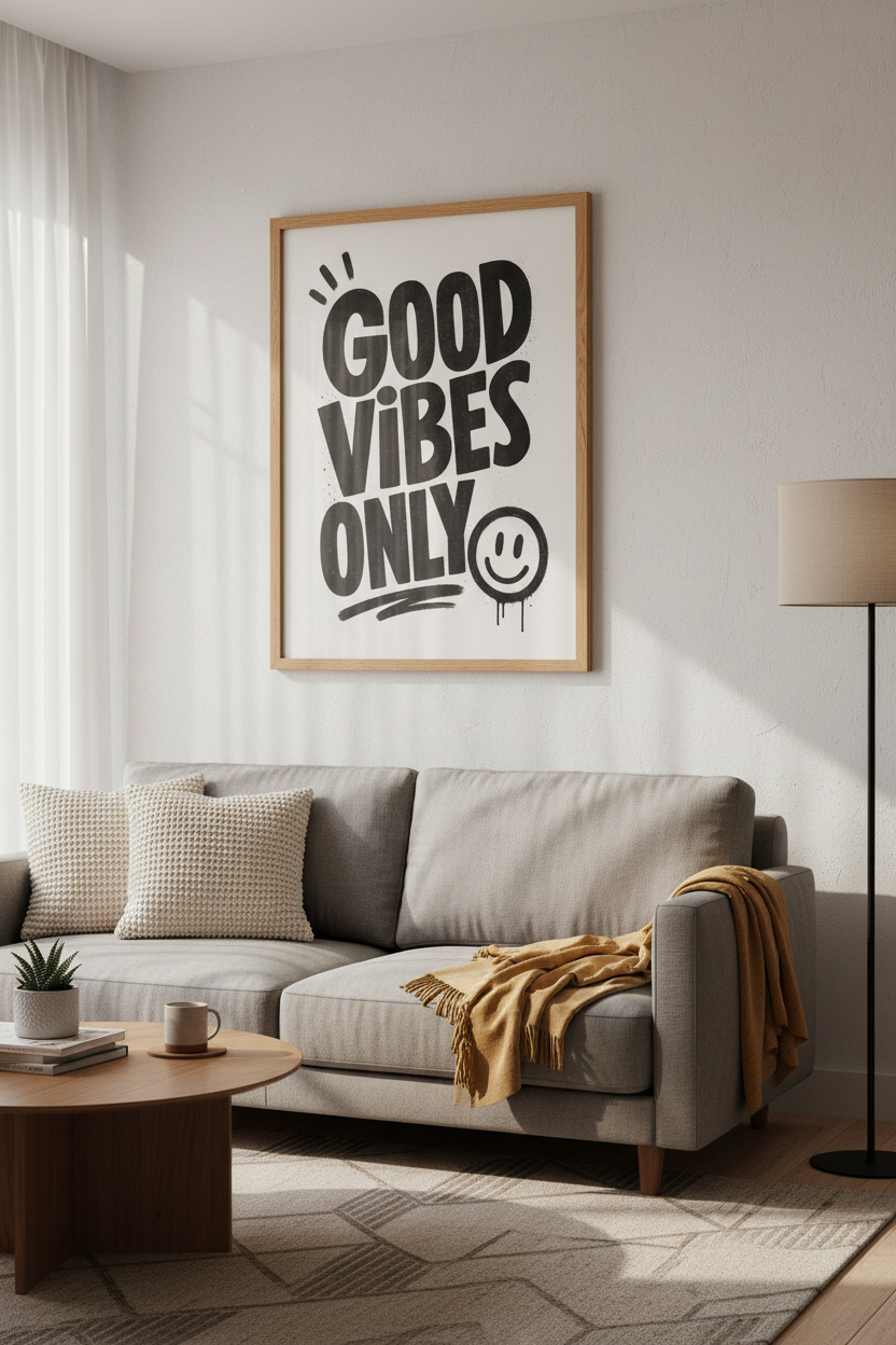 Good Vibes Only Graffiti Wall Art Print | Office Decor | Modern Urban Poster