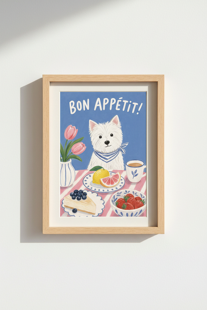 Whimsical Dog Wall Art Print | Kitchen Decor | Playful Poster