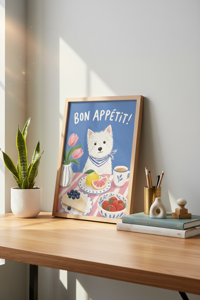 Whimsical Dog Wall Art Print | Kitchen Decor | Playful Poster